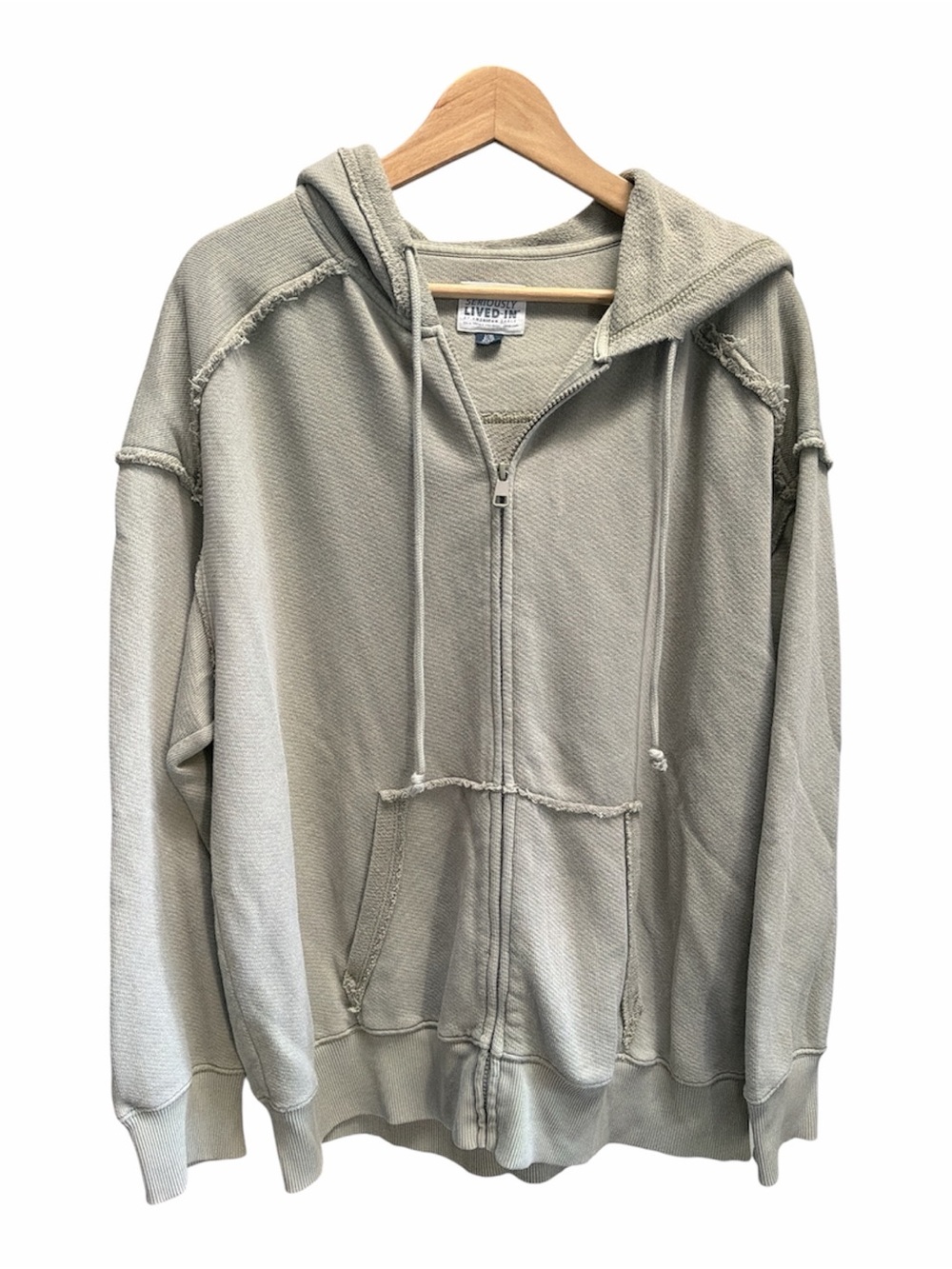 American Eagle Outfitters Light Olive Zip-Up Hoodie size L/XL